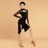 Vestido de dança latina de malha de malha para meninas salsa tango roupas de grife de roupas de designer traje ballroom prática dl7112