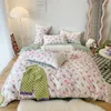 مجموعات الفراش Ins Blogger Bed Linen Clovet Lace Cover Set Quilt Sheet Girls Kids Comforter