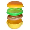 Dinnerware Sets Cute Fork Hamburger Burger Lunch Box Double Tier Container Bento Lunchbox