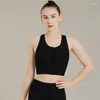 Yoga outfit plus size crop top sexig väst kvinnor sport bras front blixtlås justerbar remsacksocksäker gym fitness atletisk behå