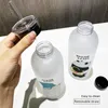Novas garrafas de água de 1000ml, copo fofo de urso panda com canudo, garrafa de água transparente de desenho animado, copo fosco à prova de vazamento