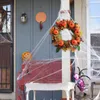 Decorative Flowers Autumn Wreath Halloween Harvest Season Maple Artificial Front Door Sign Fall For Home Indoor Outdoor Wall