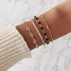 Link Bracelets Bohemian Crystal Hand Bracelet For Women Shell Map Lotus Tassel Heart Stone Wrist Bangle Boho Jewelry 2023 Accessories