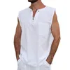 Mens Tank Tops White Tshirt Summer Top Casual Shirt Man Blus ärmlös bomullslinne Topsmen Loose Baggy Fit Chemise Homme 230509