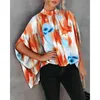 Detaliczny projektant damski T koszule 2023 Casual Fashion Printed Split Bat Tleeve Tops Panie luźne bluzki plus size 3xl