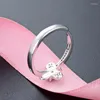 Cluster-Ringe Blume mit Zirkon verstellbarer Ring-Stil romantisch gutes Schmuck für Frauen in 925 Sterling Silber Super Angebote