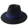 Nowy słomkowy kapelusz granatowy potrójnie flow flat bim jazz czapka dla mężczyzn i kobiet Panama wiosna i lato podróżne hat słoneczny hat