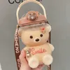 1000ML/1400ML Kawaii Bear Kettle Straw Water Cup Summer Large Capacity Plastic Straw Drinking Cup Cute Children Water Bottle