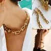 Collares colgantes estilo punk de color oro collar de gargantilla para mujeres de alta calidad en la cadena de letras de la marca de la marca de la marca de la marca de moda E253