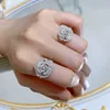 FLOR FLOR MOISSANITE DIAMENTO ANEL 100% REAL 925 STERLING SLATER Party Banding Band Rings for Women Bridal Noivage Jewelry Gift