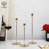 Candle Holders 3 piecesset of European style metal candlesticks simple gold wedding decoration bar party living room home 230508