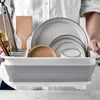 Organisation Foldbar Dish Rack Kökshyllor Drainer Tool Bowl Tabell Process Plate Storage Organiser Holder Fold Torkning Hem TPR Rack Hylla