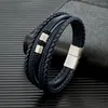 Charm Bracelets MKENDN Punk Men Jewelry Non-fading Screw Parts Leather Bracelet Fashion Cuff For Street Gifts