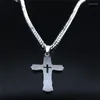 Collane con ciondolo Croce cristiana Catena in acciaio inossidabile per donna/uomo Collana color argento Collare gioielli Acero inossidabile NXHYB190S08