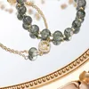 Strand Bohemia Green Jade Lucky Amulet Beaded Crystal Bracelet Women's Niche Carved Hollow Tree Of Life Charm Bracelets Jewellery