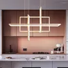 Pendant Lamps Nordic Rectangle Led Lights Living Dining Room Decor Chandeliers Lighting Cafe Kitchen Dimmable Hanging Lamp Luminaire