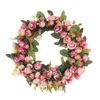 Dekorativa blommor "Rose Tea Flower Wreath - Artificial Floral Door Decor Wedding Tak Decoration Pography Prop".