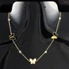 Chains Butterfly Shell Diamond Stainless Steel Necklace