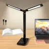 Tischlampen LED-Doppelkopf-Leselampe mit 10 W QI Wireless Charging USB Touch Control Dimmbares Timing Eye Care Schreibtisch Schlafzimmer