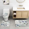 Mats Floral Europe Style Home Decor Toilet Mat Bath Mat and Shower Curtain Set Bathroom Carpet Set NonSlip Bathroom Foot Mat