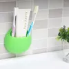 Bath Accessory Set Romantic Round Shape Many Holes Toothbrush Holder Makeup Mirror Organizer Rack Tooth Brush Shelf Shaving Razor Storage