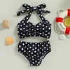 Deux pièces été infantile bébé fille maillots de bain imprimé à pois sans manches pansement licou gilet Shorts de plage enfant en bas âge maillots de bain vêtements de plage