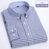 Chemises décontractées pour hommes Printemps et automne Oxford Coton Chemise à manches longues pour hommes Pure White Summer Non Ironing Stripe Plaid Business Slim