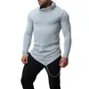 Męskie koszule 2023 Style jesienne Anglia Mężczyźni Wysoki kołnierz długi rękawem T-shirt Solidny kolor mody nieregularny 7 xy926 -40
