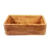 Storage Baskets Rectangular hand woven basket Rattan candy storage picnic tray food bread tray 230508