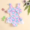 Two-Pieces Summer Infant Baby Girl Bikini Swimwear Cute Sleeveless Cherry/Dolphin Print Swimsuit Kids Bathing Swimwear Children Clothing