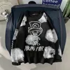 Herentruien cool man trui mode cartoon printen kleine duivel all-match losse pullovers casual hip hop jumpers tops gebreide mannen