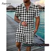 Tracksuits voor heren luxe poloset zomer vintage tracksuit casual stijlvolle outfit mannelijk shirt pak hawaii stijl kleding streetwear 230509