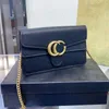 Classic Luxury Chain Fashion 2023 Plaid Flower Brand Wallet Vintage Ladies Brown Leather Handbag designer shoulder bag 06