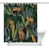 Gardiner leoparder och tropiska lämnar konstdekor tryckt badrum duschdatorer dekorationer