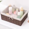 سلال التخزين المصنوعة يدويًا مربع تخزين غسالة الخوص سلة سطح المكتب Sndries Cosmetics Commitizer Clothing Books Snacks Toy Storage Box 230508