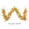 Ghirlande di fiori decorativi Corda a mano Foglia d'oro Luci in rattan Bracciale di sorgo Piante artificiali Natale rosso Appeso 1,8 m Plastica Reu