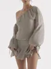 Casual Dresses Women s Summer Off Shoulder Mini Dress Puff Long Sleeve Ruffle A-Line Flowy Chiffon Sexy Club Party