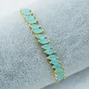 Bracelets de charme Trendy Gold Copper Batlelet Bracelet Blue Green Pink Leaf Zircon para Mulheres Acessórios de Moda Party Wedding Birthday Gift