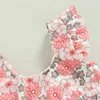 Bikini da bambina in due pezzi Set di fiori / testa di toro Gilet con maniche a mosca con slip elastico in vita Costume da bagno per la spiaggia estiva