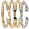 Charmarmband Fashion Rostfritt stål armband Zirkontråd Twisted Rope 7mm Öppna tillbehör Partihandel 230508