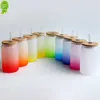 Nowy 340 ml Gradient Kolor Sublimation Glass z bambusową pokrywką sublimację piwo puszka borokrzemowe szklanki kubki jar kubki z ponownym słomkami