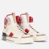 Top Brand High-Top Custom 2.zero Sneakers Shoes With Contrastering Detales Calfskin blandat materialt läder Män gummisulan Män lyx varumärke skateboard gångskor