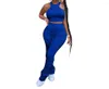 Women's Two Piece Pants Women's Summer Suits Solid Color Tight Small Undershirt Pleating Micro Flare Sweatpants Set Fashion Casual