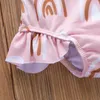 Children's swimwear 2022 infant baby girls long sleeve swimsuit rainbow print sewing ruffles bath 0-3y P230509