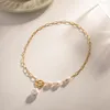 Anhänger Halsketten Romantische Barock Halskette Für Frauen Natürliche Perle Damen Edelstahl Schmuck Geschenk Kragen