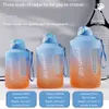 1500/2300/3800 ml Frosted Sport Waterfles Gallon Kolf met Schaal Stro Motivatie Ketel Thuis Outdoor gym Fitness Benodigdheden