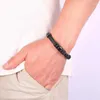 Bracelets porte-bonheur marque à la mode noir tressé en cuir hommes Bracelet en acier inoxydable boucle Rock Hip Hop Bracelet mâle bijoux accessoires cadeau