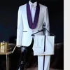 Herenpakken blazers witte bruidegom mannen pakken formeel fit slanke bruiloft smoking tuxedos op maat gemaakte sjaal rapel gtoomsmen prom huwelijk 2 stuks pak sets 230509