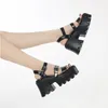 Sandales à talons épais pour femmes boucle sangle noir Punk gothique plate-forme chaussures femme confortable loisirs 2023 été