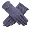 Vijf vingers handschoenen yrrety winter vrouwen mode herfst elegante lace splice warme wanten vol vinger wanten kasjmier vrouwelijke pols